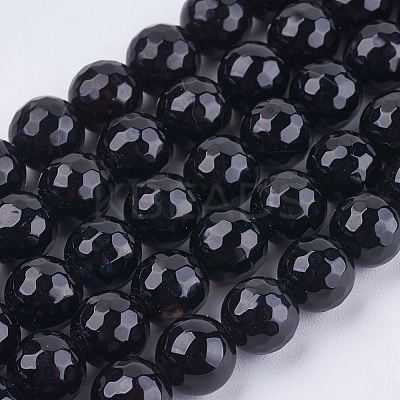 Natural Black Onyx Round Beads Strand X-G-L084-8mm-20-1