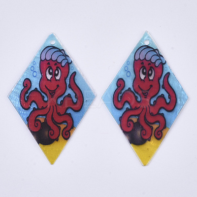 Printed Capiz Shell Pendants SHEL-T016-08A-1