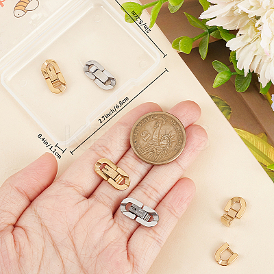 6Pcs 2 Colors 304 Stainless Steel Fold Over Clasps STAS-BBC0003-02-1
