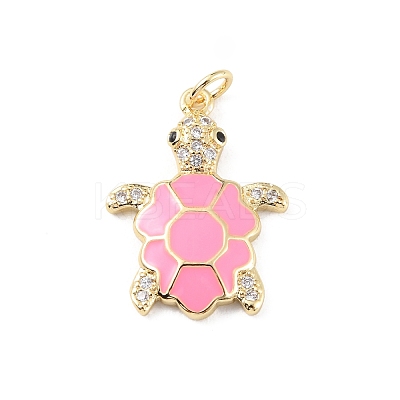 Rack Plating Brass Micro Pave Cubic Zirconia Pendants KK-C021-01G-05-1