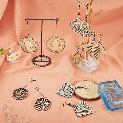 DIY Wood Pendant Drop Earring Making Kit DIY-SZ0007-36-1