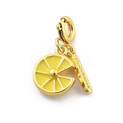Brass Enamel Fruits Pendant Decoration HJEW-P020-01C-G-1