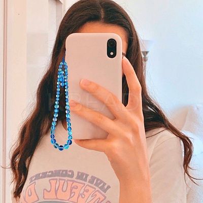 Round Synthetic Moonstone Beaded Mobile Straps HJEW-SW00042-08-1