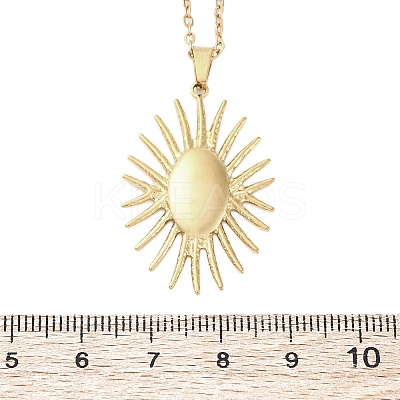 Sunflower 304 Stainless Steel Pendant Necklaces NJEW-M096-08G-1