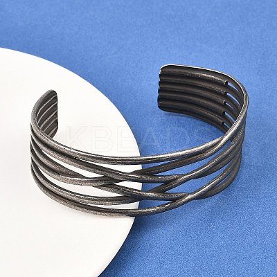 316 Surgical Stainless Steel Hollow Cuff Bangles BJEW-C125-04AS-1