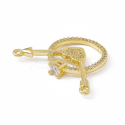 Brass Micro Pave Clear Cubic Zirconia 2-Loop Pendants KK-E068-VC023-1