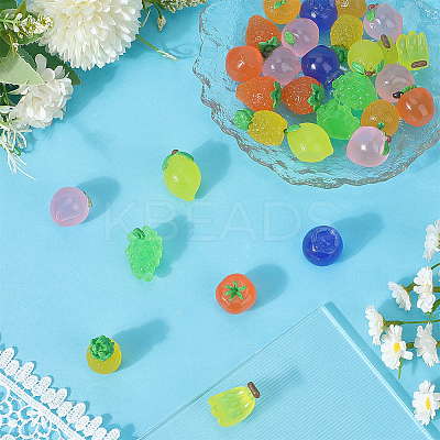 30Pcs 10 Styles Luminous Resin Cabochons CRES-SC0003-18-1