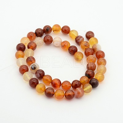 Natural Red Agate Dyed Round Bead Strands G-P070-20-4mm-1