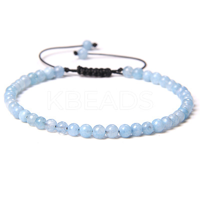 4mm Natural Dyed Aquamarine Beaded Braided Bracelets SY1950-20-1