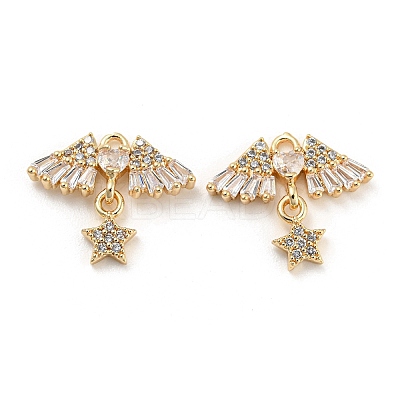 Brass Micro Cubic Zirconia Pendants KK-Q789-31G-1