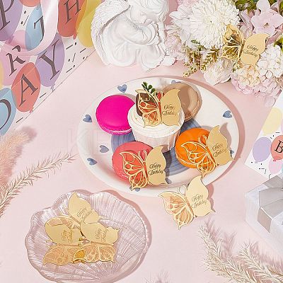21Pcs Birthday Theme Mirror Effect Acrylic Birthday Cupcake Insert Card Decoration AJEW-SP0001-73B-1