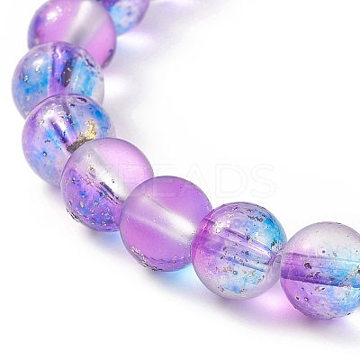 7Pcs 7 Color Bling Glass Round Beaded Stretch Bracelets Set for Women BJEW-JB08993-1