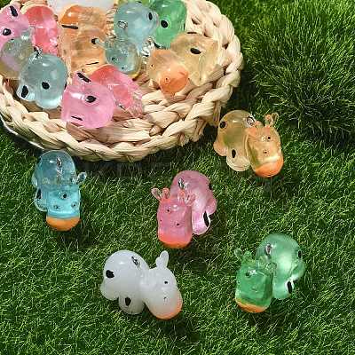 30Pcs 5 Colors Luminous Resin Pendants RESI-SZ0003-24-1