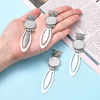 Owl Vintage Tibetan Style Alloy Bookmarks Cabochon Settings TIBE-Q032-28AS-NR-1