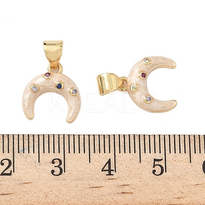 Brass Micro Pave Colorful Cubic Zirconia Enamel Charms KK-G536-21G-1