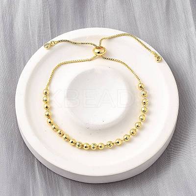 Brass Round Beads Slider Bracelets for Women BJEW-D317-13D-G-1