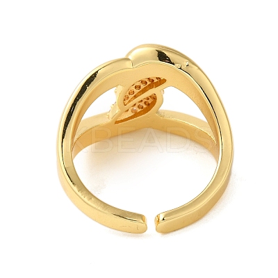 Brass Micro Pave Clear Cubic Zirconia Open Cuff Rings for Women RJEW-A048-18G-1