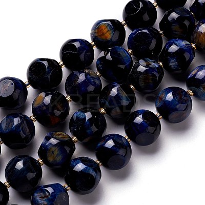 Natural Blue Tiger Eye Beads Strand G-M367-31B-1