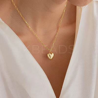 Alloy Heart Pendant Paperclip Chain Necklaces for Women WG28BBE-03-1