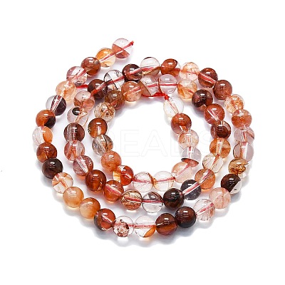 Natural Red Hematoid Quartz/Ferruginous Quartz Beads Strands G-K245-A01-02-1