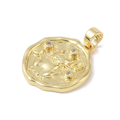 Brass Micro Pave Clear Cubic Zirconia Pendants KK-P273-15C-G-1