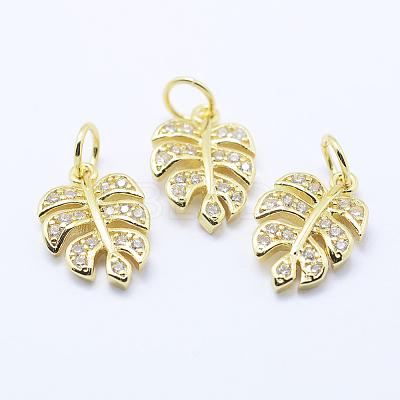 Brass Micro Pave Cubic Zirconia Charms KK-P133-04G-NR-1
