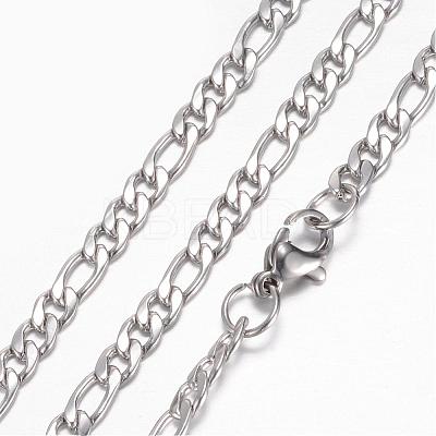 Tarnish Resistant 304 Stainless Steel Figaro Chain Necklaces STAS-G083-09P-1