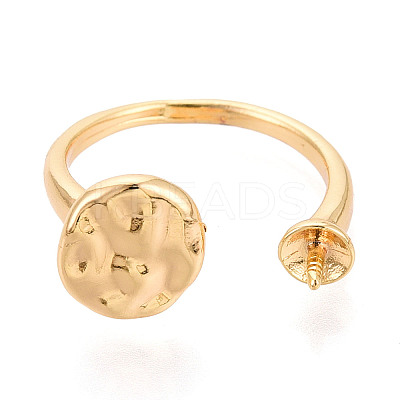 Flat Round Brass Cup Peg Ring Settings KK-N274-27G-1