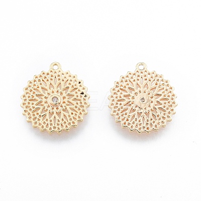 Brass Micro Pave Clear Cubic Zirconia Pendants KK-F841-09G-1