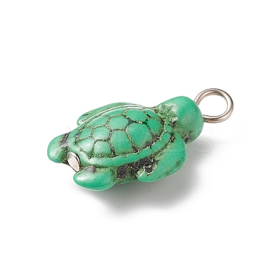 Dyed Synthetic Turquoise Pendants PALLOY-JF01906-01-1