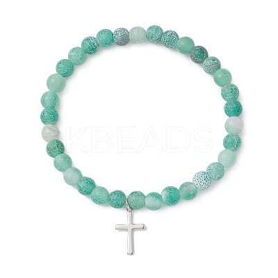 Cross 201 Stainless Steel Charm Bracelets BJEW-JB13251-1