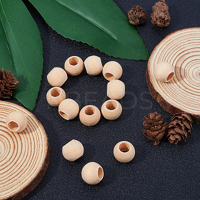 Unfinished Natural Wood European Beads WOOD-PH0009-04D-1