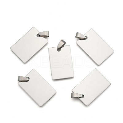 Non-Tarnish 201 Stainless Steel Rectangle Mirror Polished Finish Stamping Blank Tag Pendants STAS-S030-01-1