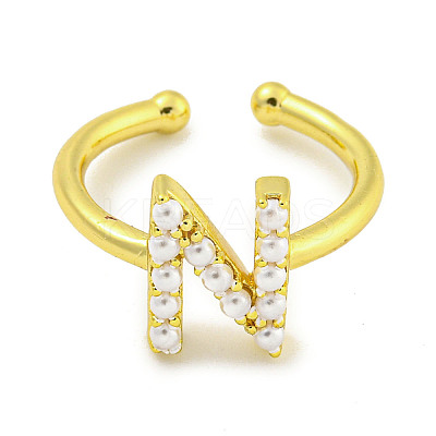 Rack Plating Brass Open Cuff Rings for Women RJEW-F162-01G-N-1