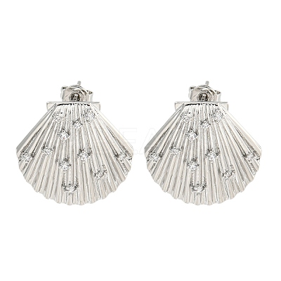 Rack Plating Brass Micro Pave Cubic Zirconia Stud Earring EJEW-C102-35P-01-1