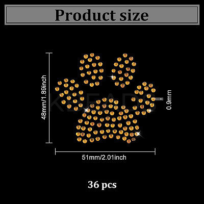 Paw Print Hotfix Glass Rhinestone DIY-WH0453-71B-02-1