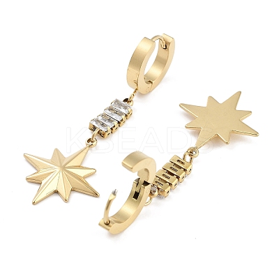 Star 304 Stainless Steel Dangle Earrings EJEW-L283-077G-1