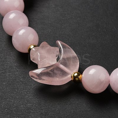 Natural Rose Quartz Moon and Star Beaded Stretch Bracelet for Women G-G997-C05-1