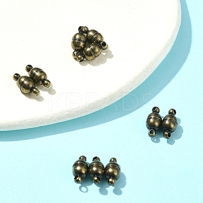 10Pcs Round Brass Magnetic Clasps with Loops KK-FS0001-34AB-1