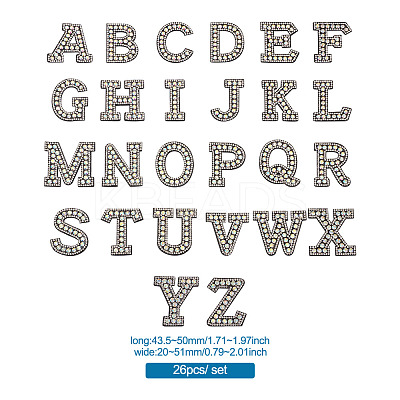 Alphabet Resin Rhinestone Patches DIY-TAC0005-45B-1