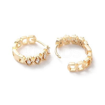 Rack Plating Brass Clear Cubic Zirconia Hoop Earrings EJEW-S241-08G-1