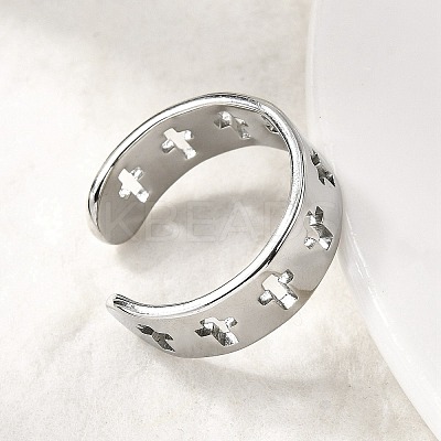 304 Stainless Steel Cuff Rings for Women RJEW-A077-02P-1
