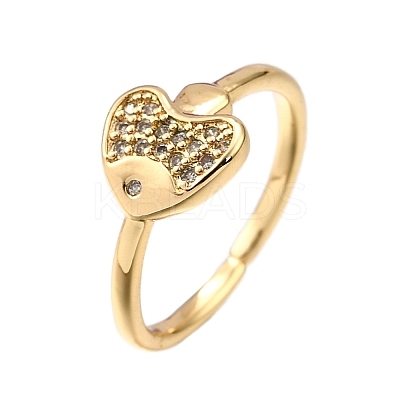 Brass Micro Pave Clear Cubic Zirconia Cuff Rings for Women RJEW-H247-33G-1