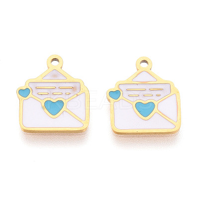 304 Stainless Steel Enamel Charms STAS-T065-54G-01-1