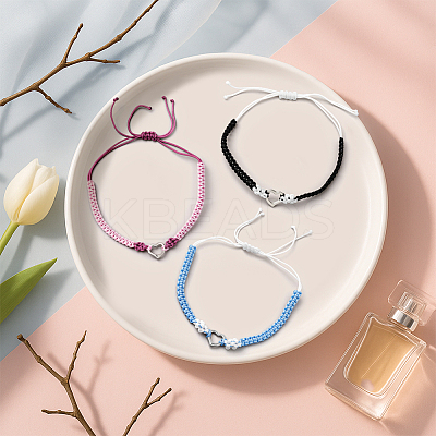 12Pcs 3 Colors Adjustable Nylon Thread Braided Bracelets for Women BJEW-GO0002-05-1
