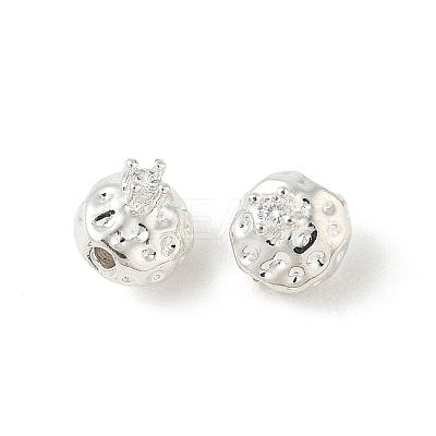 Brass Micro Pave Clear Cubic Zirconia Beads CU-CBA9FFD-10S-1