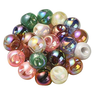 UV Plating Rainbow Iridescent Acrylic Beads OACR-P015-05A-1