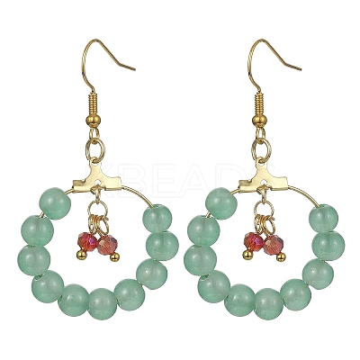 Imitation Jade Glass Beaded Ring Dangle Earrings EJEW-JE05568-1