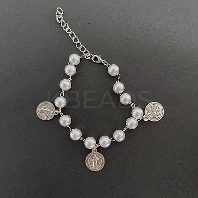 Iron Flat Round with Saint Benedict Charm Bracelets HP3576-1