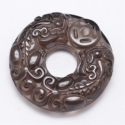 Feng Shui Natural Ice Crystal Obsidian Carven Pendants G-A169-014-1